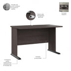 Scrivania per computer da 122 cm grigio tempesta/bianco/grigio platino, per una persona