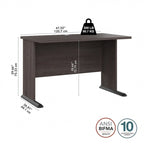Scrivania per computer da 122 cm grigio tempesta/bianco/grigio platino, per una persona