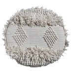 Sgabello rotondo intessuto a mano, 1 posto, nero/avorio/tortora/marrone scuro