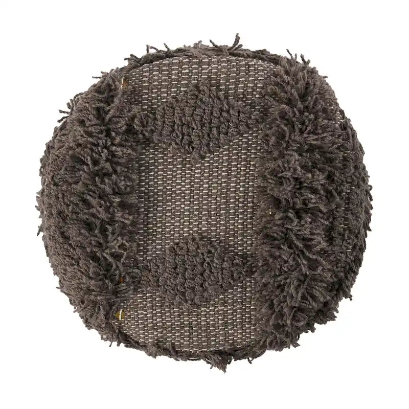 Sgabello rotondo intessuto a mano, 1 posto, nero/avorio/tortora/marrone scuro