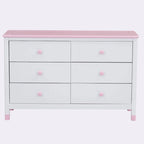Bianco/Grigio, Crema/Noce, Bianco/Rosa – Comodino a 6 cassetti, Montaggio per 1 persona