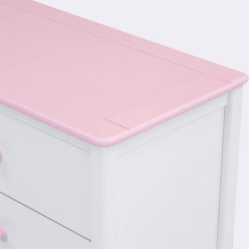 Bianco/Grigio, Crema/Noce, Bianco/Rosa – Comodino a 6 cassetti, Montaggio per 1 persona