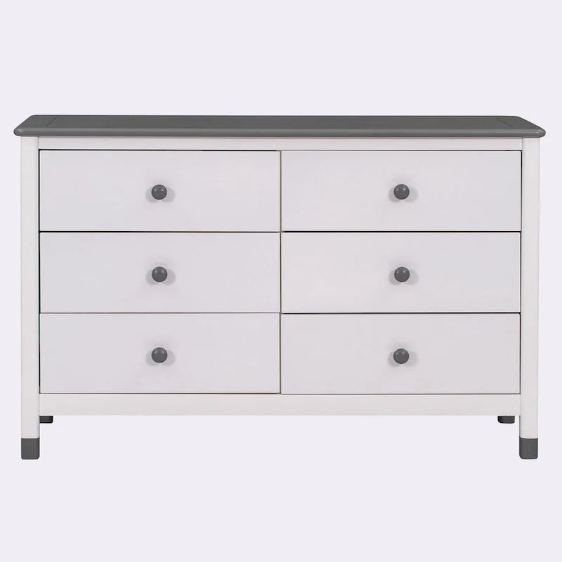 Bianco/Grigio, Crema/Noce, Bianco/Rosa – Comodino a 6 cassetti, Montaggio per 1 persona