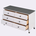 Bianco/Grigio, Crema/Noce, Bianco/Rosa – Comodino a 6 cassetti, Montaggio per 1 persona