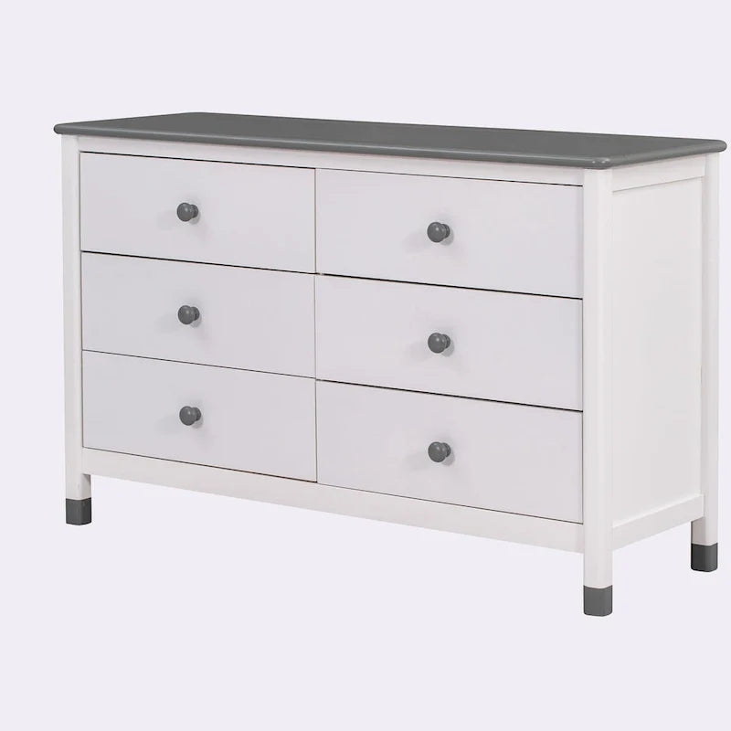 Bianco/Grigio, Crema/Noce, Bianco/Rosa – Comodino a 6 cassetti, Montaggio per 1 persona