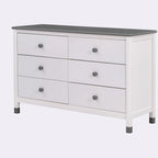 Bianco/Grigio, Crema/Noce, Bianco/Rosa – Comodino a 6 cassetti, Montaggio per 1 persona
