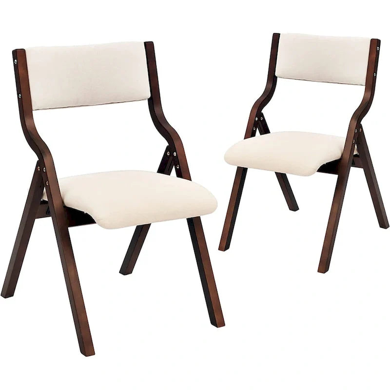 Sedia da pranzo pieghevole beige, altezza standard – Set da 2