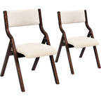 Sedia da pranzo pieghevole beige, altezza standard – Set da 2