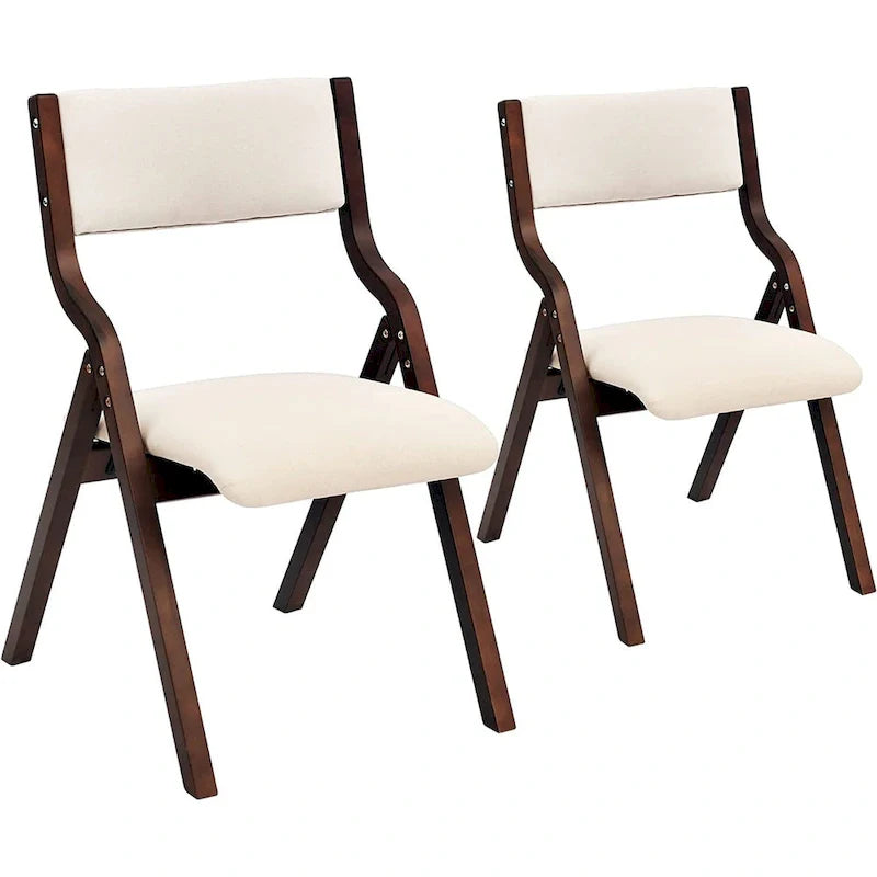 Sedia da pranzo pieghevole beige, altezza standard – Set da 2