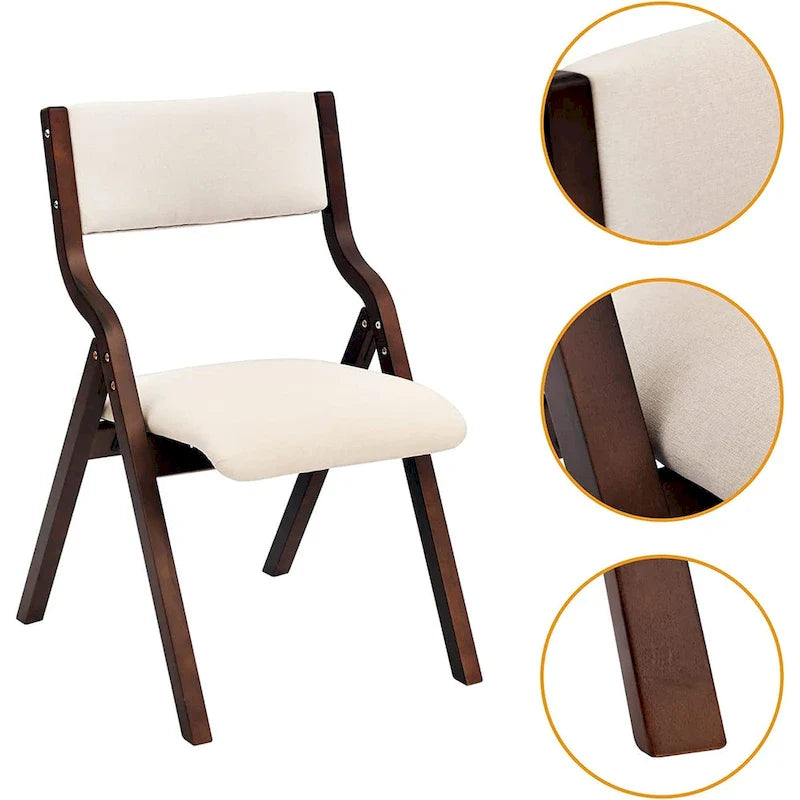 Sedia da pranzo pieghevole beige, altezza standard – Set da 2