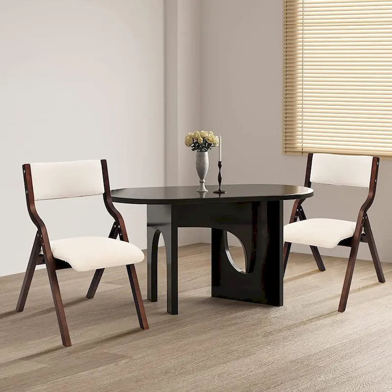 Sedia da pranzo pieghevole beige, altezza standard – Set da 2