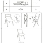 Sedia da pranzo pieghevole beige, altezza standard – Set da 2