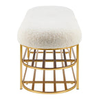 Panca contenitore a 1 posto in finto shearling beige