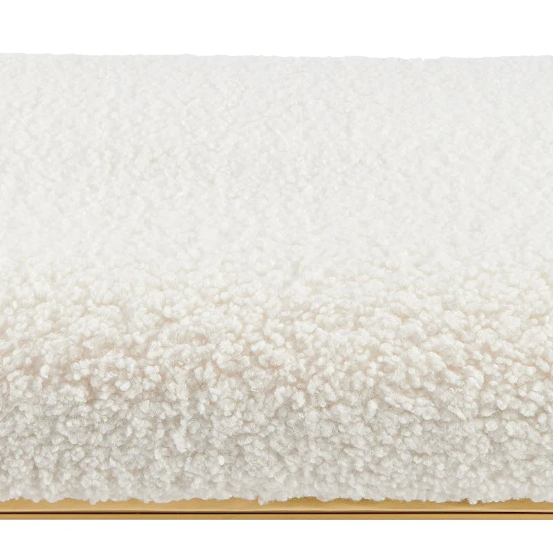 Panca contenitore a 1 posto in finto shearling beige