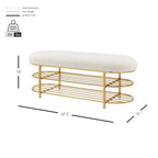 Panca contenitore a 1 posto in finto shearling beige