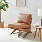 Poltrona di design Mid-Century, cioccolato Borneo / beige Palladiano, seduta singola