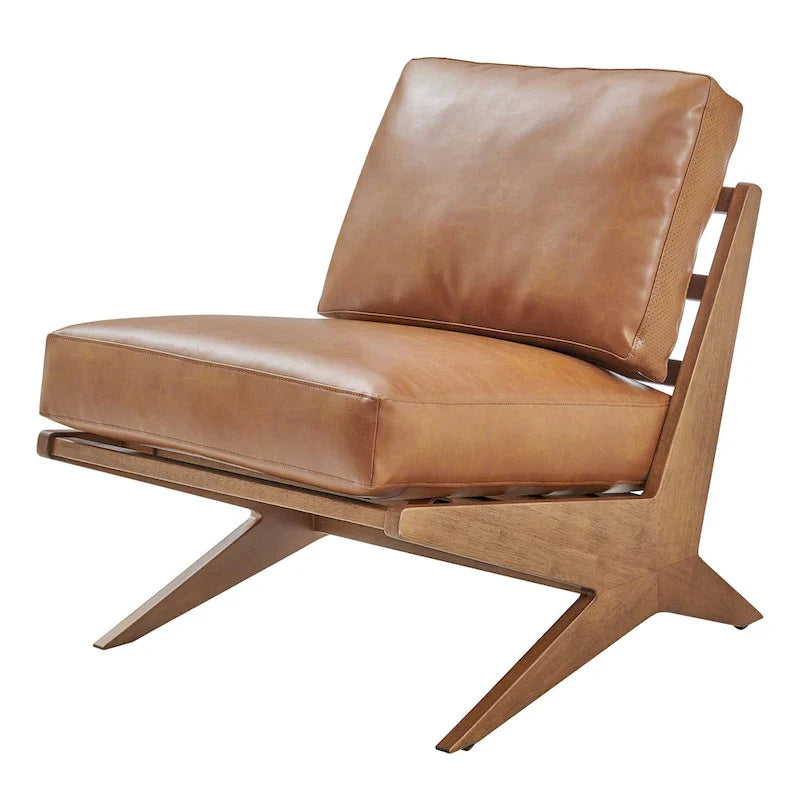 Poltrona di design Mid-Century, cioccolato Borneo / beige Palladiano, seduta singola