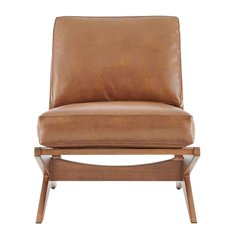 Poltrona di design Mid-Century, cioccolato Borneo / beige Palladiano, seduta singola