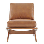 Poltrona di design Mid-Century, cioccolato Borneo / beige Palladiano, seduta singola