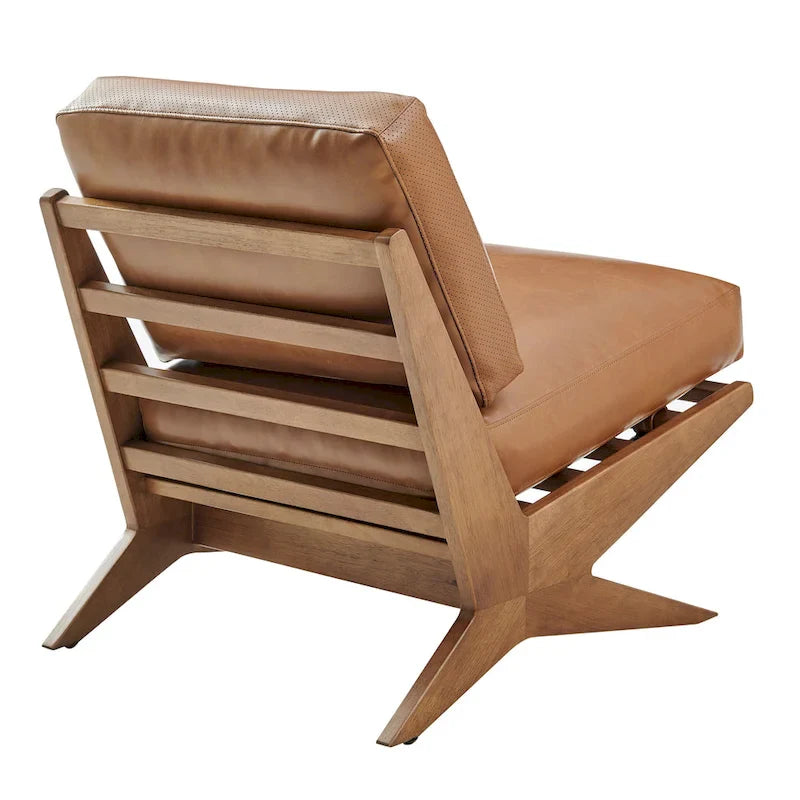 Poltrona di design Mid-Century, cioccolato Borneo / beige Palladiano, seduta singola