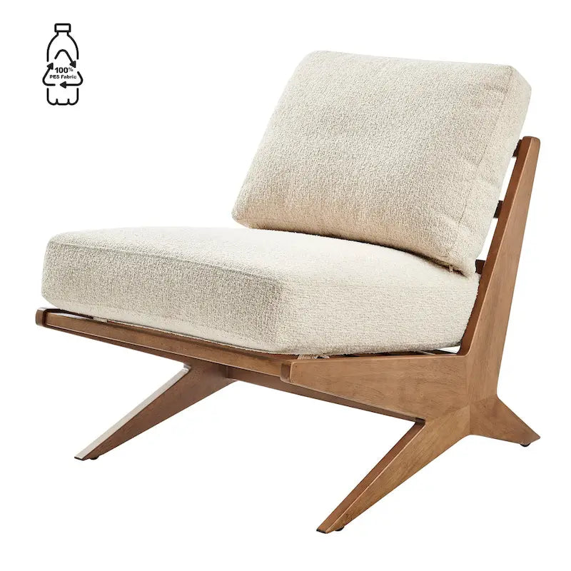 Poltrona di design Mid-Century, cioccolato Borneo / beige Palladiano, seduta singola