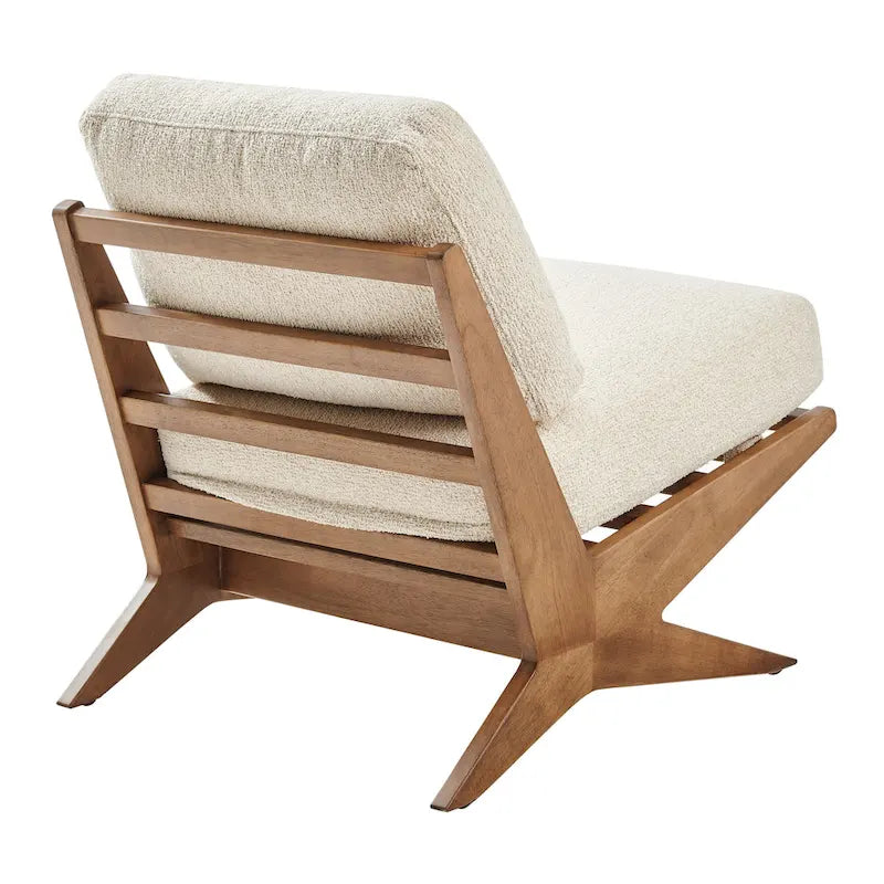 Poltrona di design Mid-Century, cioccolato Borneo / beige Palladiano, seduta singola