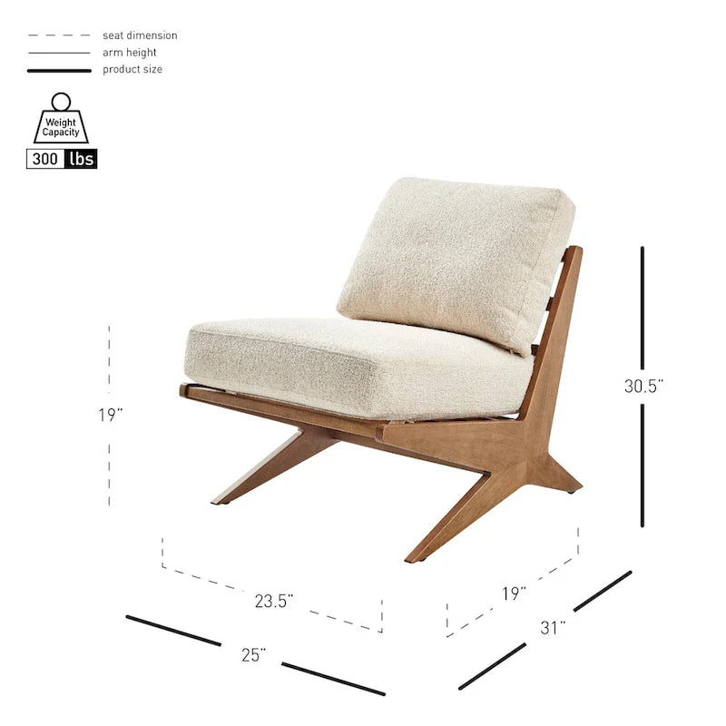 Poltrona di design Mid-Century, cioccolato Borneo / beige Palladiano, seduta singola