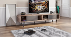 Mobile TV da 70" Stile Mid-Century, Opzioni Multicolore, Adatto a TV fino a 75"