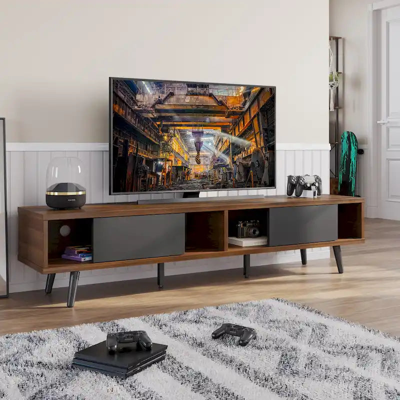 Mobile TV da 70" Stile Mid-Century, Opzioni Multicolore, Adatto a TV fino a 75"