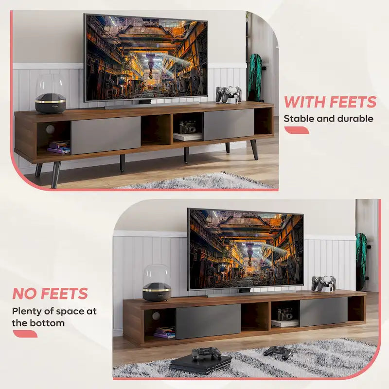 Mobile TV da 70" Stile Mid-Century, Opzioni Multicolore, Adatto a TV fino a 75"