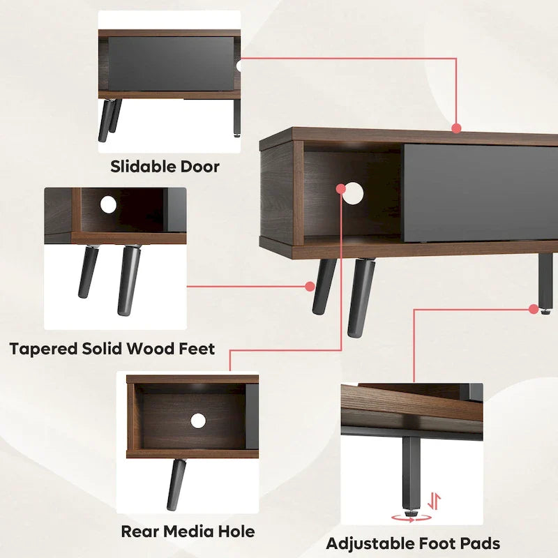Mobile TV da 70" Stile Mid-Century, Opzioni Multicolore, Adatto a TV fino a 75"