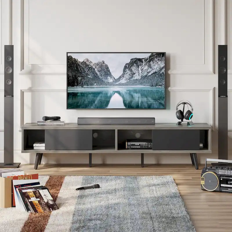 Mobile TV da 70" Stile Mid-Century, Opzioni Multicolore, Adatto a TV fino a 75"
