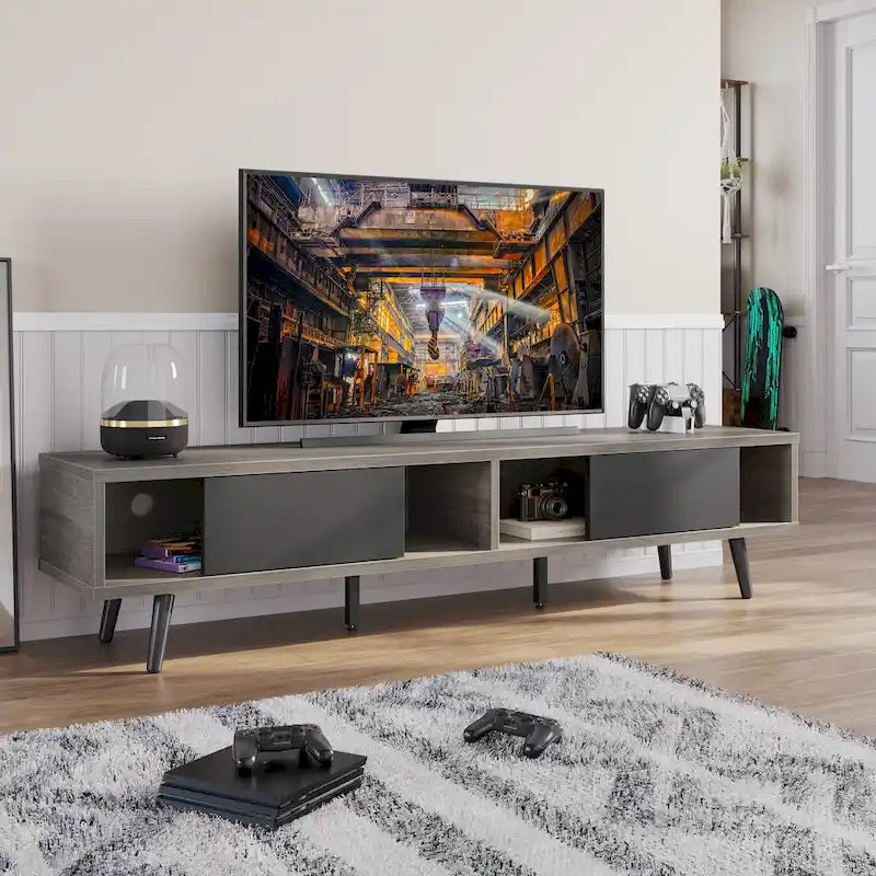 Mobile TV da 70" Stile Mid-Century, Opzioni Multicolore, Adatto a TV fino a 75"
