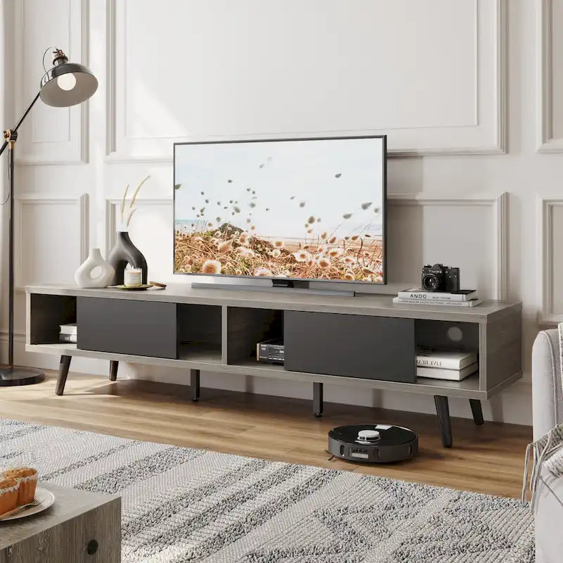 Mobile TV da 70" Stile Mid-Century, Opzioni Multicolore, Adatto a TV fino a 75"
