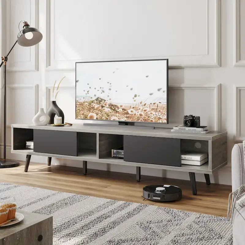 Mobile TV da 70" Stile Mid-Century, Opzioni Multicolore, Adatto a TV fino a 75"