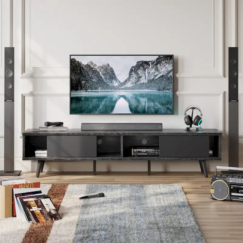 Mobile TV da 70" Stile Mid-Century, Opzioni Multicolore, Adatto a TV fino a 75"