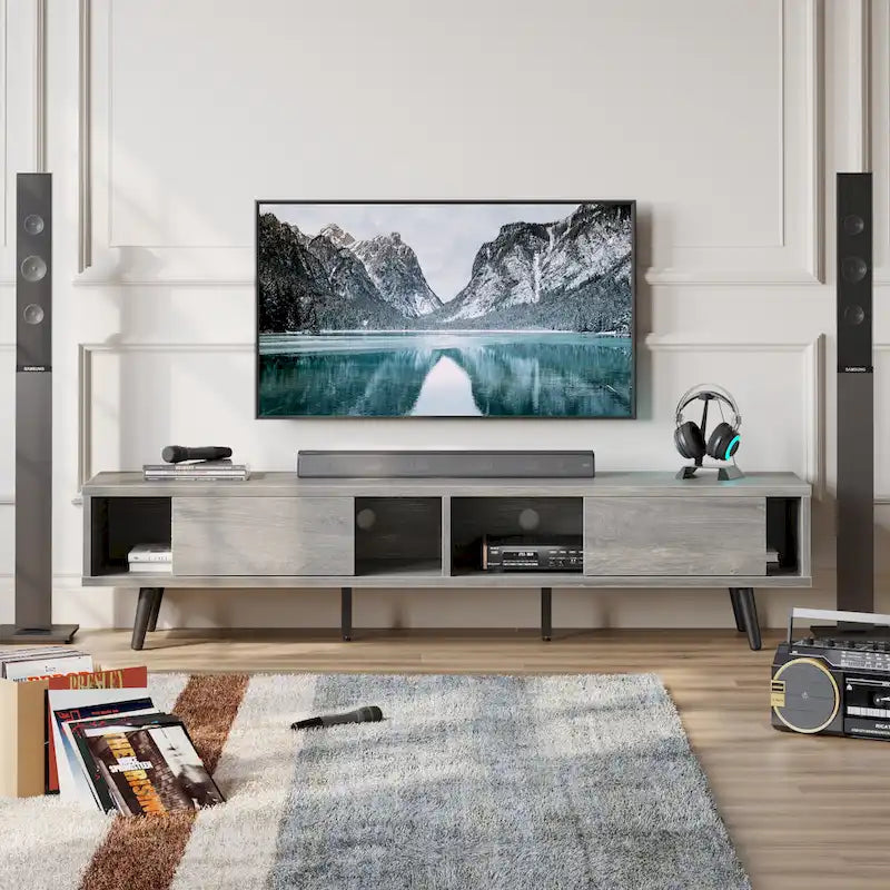 Mobile TV da 70" Stile Mid-Century, Opzioni Multicolore, Adatto a TV fino a 75"