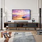 Mobile TV da 70" Stile Mid-Century, Opzioni Multicolore, Adatto a TV fino a 75"