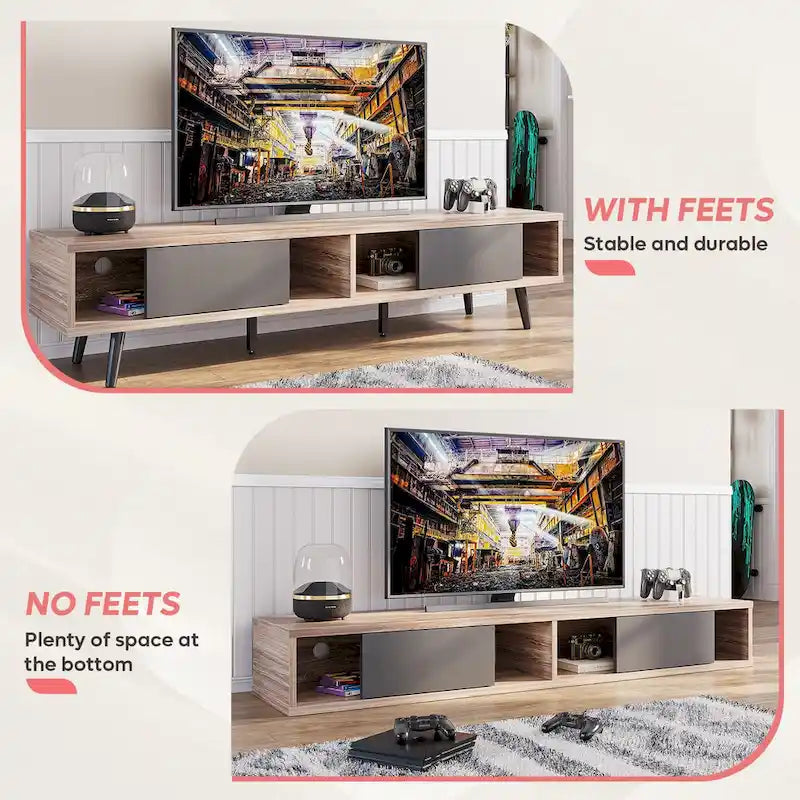 Mobile TV da 70" Stile Mid-Century, Opzioni Multicolore, Adatto a TV fino a 75"