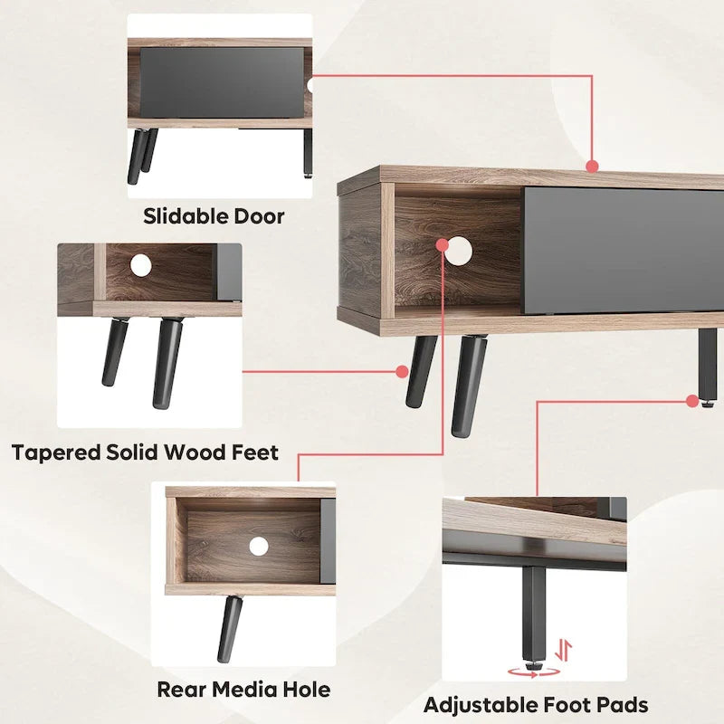 Mobile TV da 70" Stile Mid-Century, Opzioni Multicolore, Adatto a TV fino a 75"