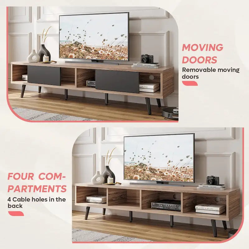 Mobile TV da 70" Stile Mid-Century, Opzioni Multicolore, Adatto a TV fino a 75"