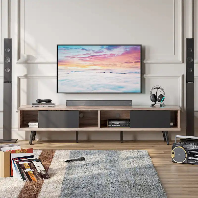 Mobile TV da 70" Stile Mid-Century, Opzioni Multicolore, Adatto a TV fino a 75"