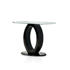 Tavolino da divano nero/bianco lucido con base a forma di O