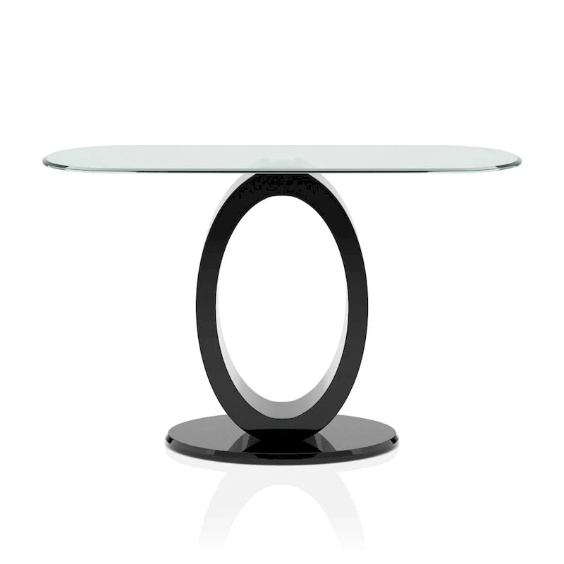 Tavolino da divano nero/bianco lucido con base a forma di O