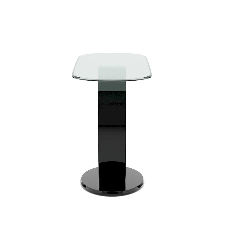 Tavolino da divano nero/bianco lucido con base a forma di O