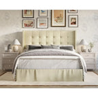 Letto a piattaforma imbottito in velluto beige/blu/grigio argento/nero, 1 persona, da una piazza a king size