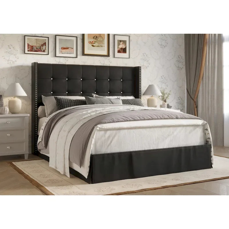 Letto a piattaforma imbottito in velluto beige/blu/grigio argento/nero, 1 persona, da una piazza a king size