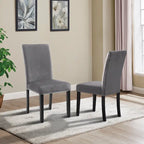 Sedia da pranzo in velluto grigio/nero/blu, con borchie, set da 2