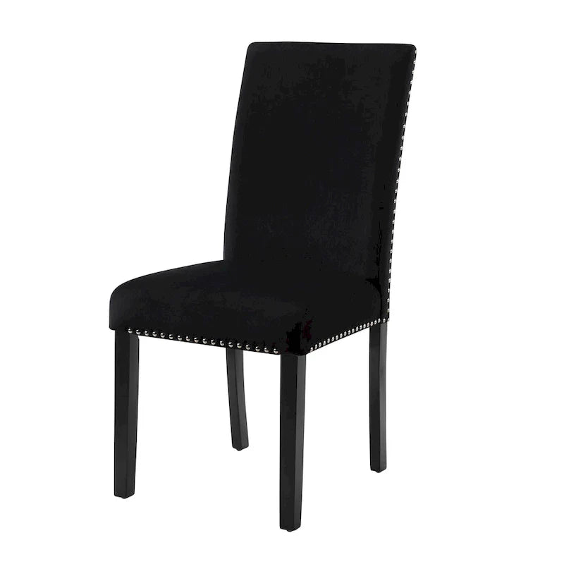 Sedia da pranzo in velluto grigio/nero/blu, con borchie, set da 2