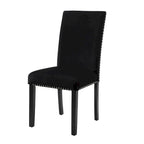 Sedia da pranzo in velluto grigio/nero/blu, con borchie, set da 2